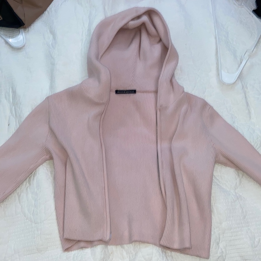 Brandy Melville pink ribbed hoodie